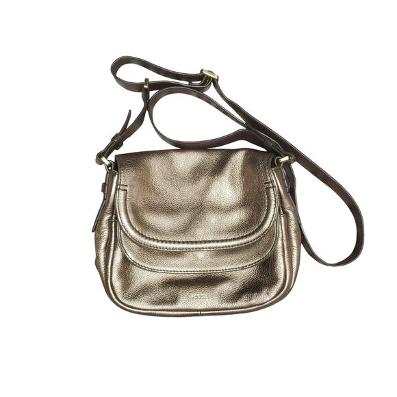 Vintage FOSSIL Issue N2 Gold Metallic Layered Shoulder Bag - Picture 1 of 11